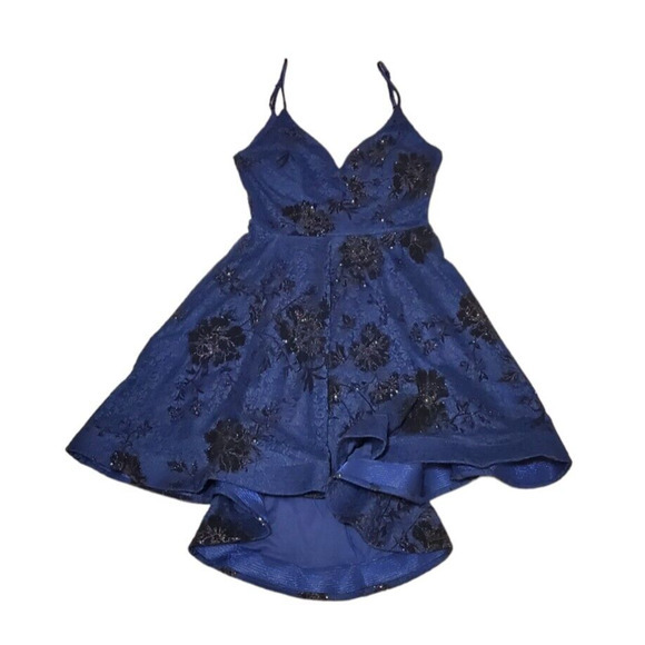 b darlin satin lace up dress in navy B. Womens Juniors Sequined Long Evening Blue 9/10 Arrive in style when you don this juniors fit B Darlin | Dresses |